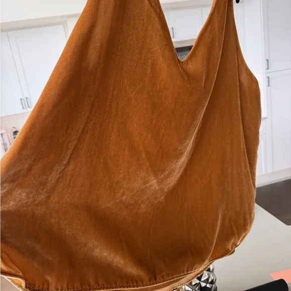 LOFT 2 Velvet V neck tank Tops in Rich charcoal and Warm gold XXL NWT - Picture 4 of 9